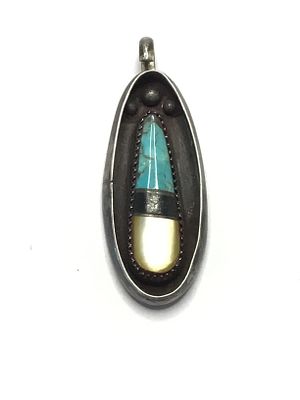 Artisan handmade pendant. Sterling Silver pendant with multiple stone inlay. 9.50 grams total 