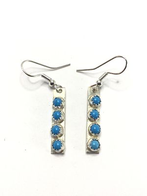 Artisan handmade earrings. Sterling silver earrings with multiple turquoise stones. 3.06 grams 