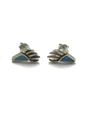 Artisan handmade earrings. Sterling silver earrings with turquoise stones. 1.89 grams total weight.