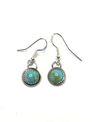 Navajo handmade earrings. Sterling silver earrings with Kingman turquoise stones. 2.21 grams 