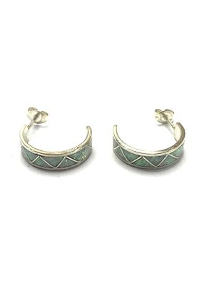 Zuni handmade earrings. Sterling silver earrings with opal inlay. 3.21 grams total weight. Made 
