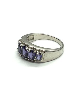 Sterling silver ring. Sterling ring with purple gemstones. 5.32 grams total weight. Size 9.