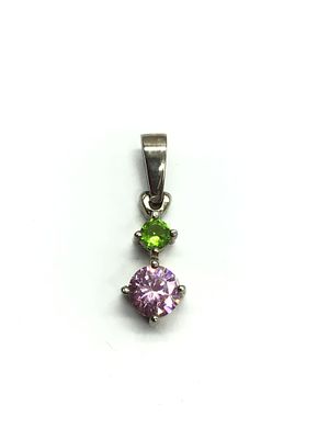 Sterling silver pendant. Sterling pendant with colored gemstones. 0.89 grams total weight.