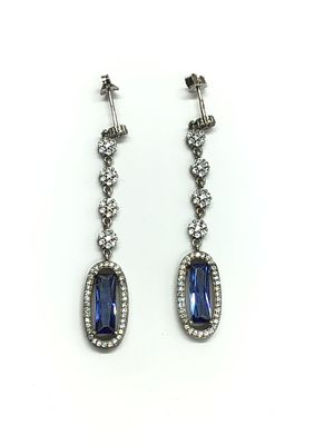 Sterling silver earrings. Sterling earrings with blue gemstones. 5.27 grams total weight.