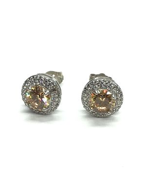 Sterling silver earrings. Sterling earrings with yellow crystal gemstones. 2.64 grams total weight.