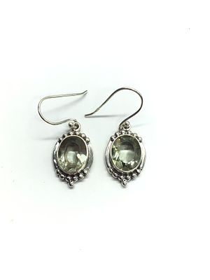Sterling silver earrings. Sterling earrings with prasiolite gemstones. 5.92 grams total weight.
