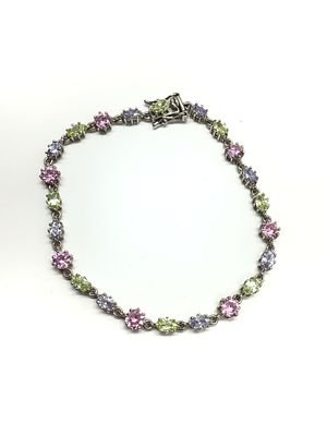 Sterling silver bracelet. Sterling bracelet with multiple colored gemstones. 8.58 grams total 