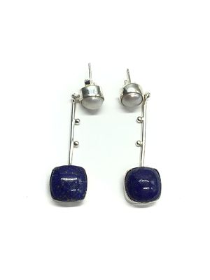Sterling silver earrings. Sterling earrings with lapis stones. 9.61 grams total weight.