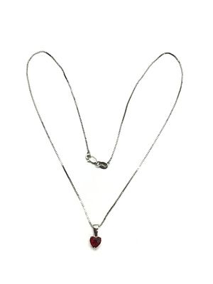 Sterling silver necklace and pendant. Sterling necklace with pendant featuring red gemstone. 