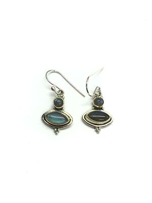 Sterling silver earrings. Sterling earrings with labradorite gemstones. 4.39 grams total weight.