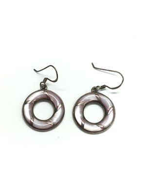 Sterling silver earrings. Sterling earrings with pink conch inlay. 6.35 grams total weight.