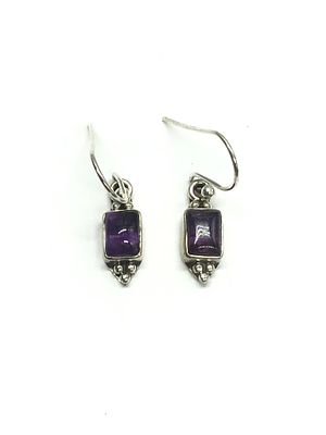 Sterling silver earrings. Sterling earrings with amethyst gemstones. 2.58 grams total weight.
