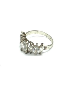 Sterling silver ring. Sterling ring with clear gemstones. 2.62 grams total weight. Size 6 1/2.