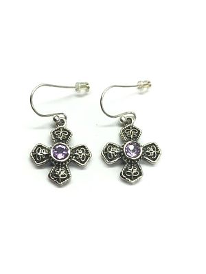 Sterling silver earrings. Sterling earrings with amethyst gemstones. 6.72 grams total weight.