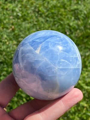Sphere, Calcite, Rock, Crystal, Decor. Sphere: Blue Calcite 3"