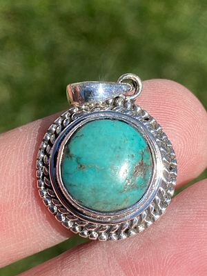 Turquoise, Jewelry, Sterling Silver, Pendant. Turquoise Sterling Silver Pendant