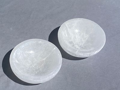 Selenite, Bowl, Decor, Collectible, Metaphysical. 2 Selenite Bowls 4"
