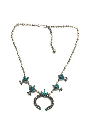 Artisan made necklace. Sterling silver necklace with turquoise stones. 16.93 grams total weight. 