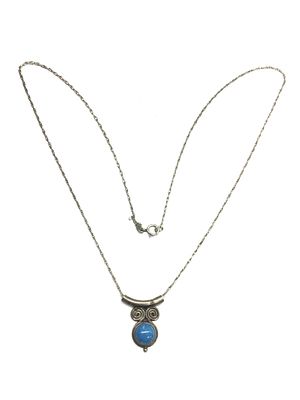 Artisan made necklace and pendant. Sterling silver necklace with pendant featuring sodalite 