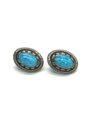 Artisan handmade earrings. Sterling earrings with opals. 5.82 grams total weight. Sold by Silver 