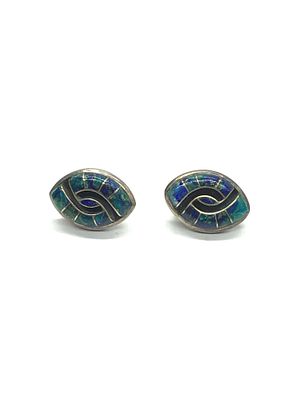 Navajo handmade earrings. Sterling silver earrings with blue-green stones. 3.34 grams total 