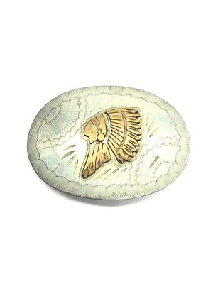 Artisan handmade belt buckle. Sterling buckle with brass overlay. 62.92 grams total weight.