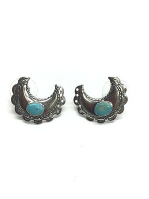 Artisan made earrings. Sterling silver earrings with turquoise stones. 3.11 grams total weight. 