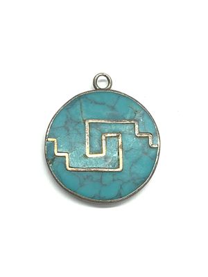 Artisan handmade pendant. Sterling silver pendant with dyed howlite inlay. 11.64 grams total 