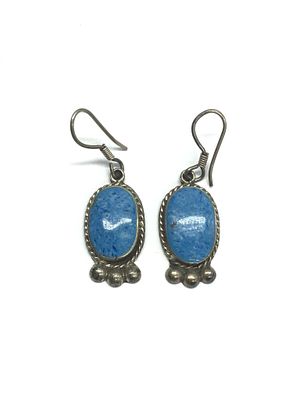Artisan handmade earrings. Sterling silver earrings with denim lapis stones. 12.69 grams total 