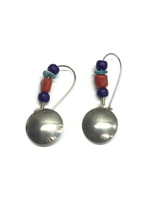 Artisan handmade earrings. Sterling silver earrings with multiple beads. 4.65 grams total 