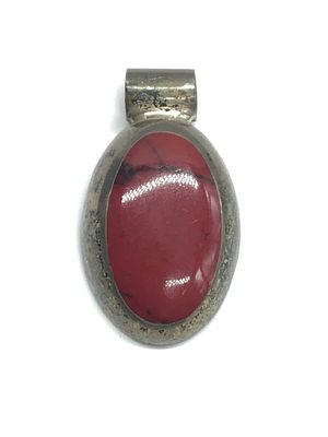 Artisan handmade pendant. Sterling silver pendant with red jasper stone. 14.00 grams total 
