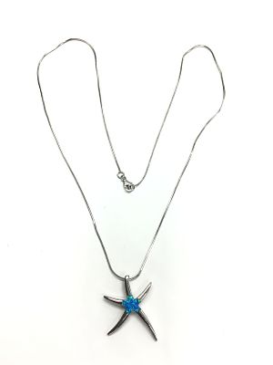 Sterling silver necklace and pendant. Sterling necklace with pendant featuring opal stone. 7.06 