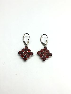 Sterling silver earrings. Sterling earrings with red garnet gemstones. 5.29 grams total weight.