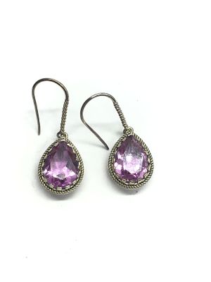 Sterling silver earrings. Sterling earrings with amethyst gemstones. 7.01 grams total weight