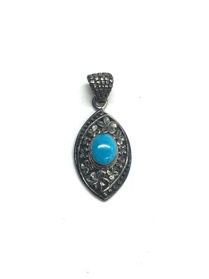 Sterling silver pendant. Sterling pendant with turquoise stone. 3.10 grams total weight.