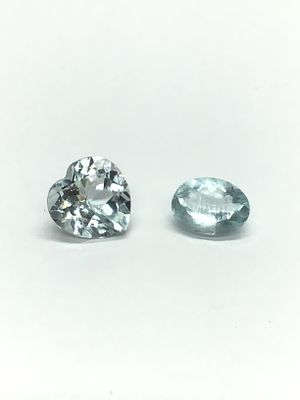 Aquamarine gemstones. Various cut aquamarines. 5.45 carats total.