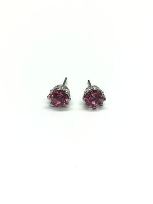 Sterling silver earrings. Sterling earrings with pink gemstones. 1.79 grams total weight. No backs.