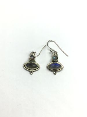 Sterling silver earrings. Sterling earrings with labradorite gemstones. 4.49 grams total weight.