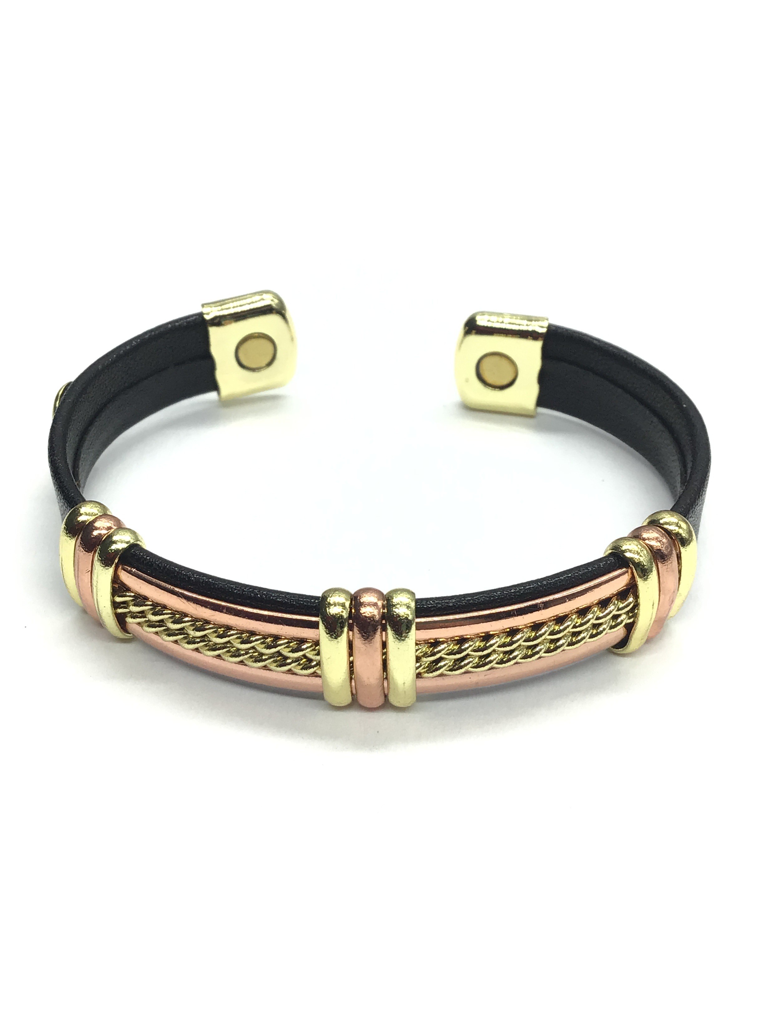 Copper/leather cuff bracelet