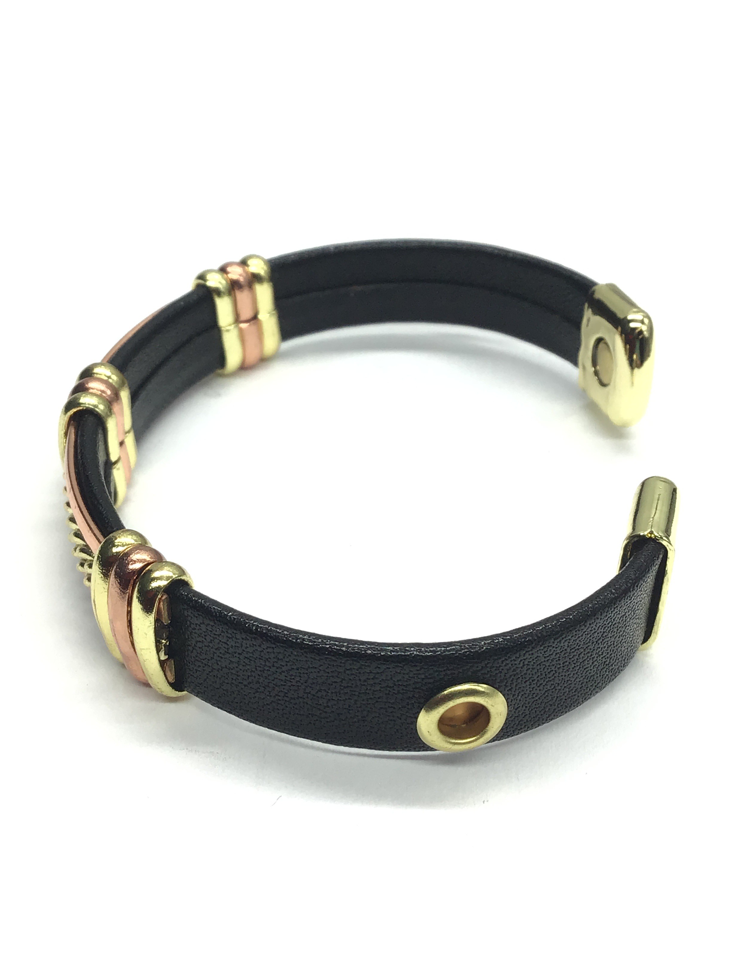Copper/leather cuff bracelet