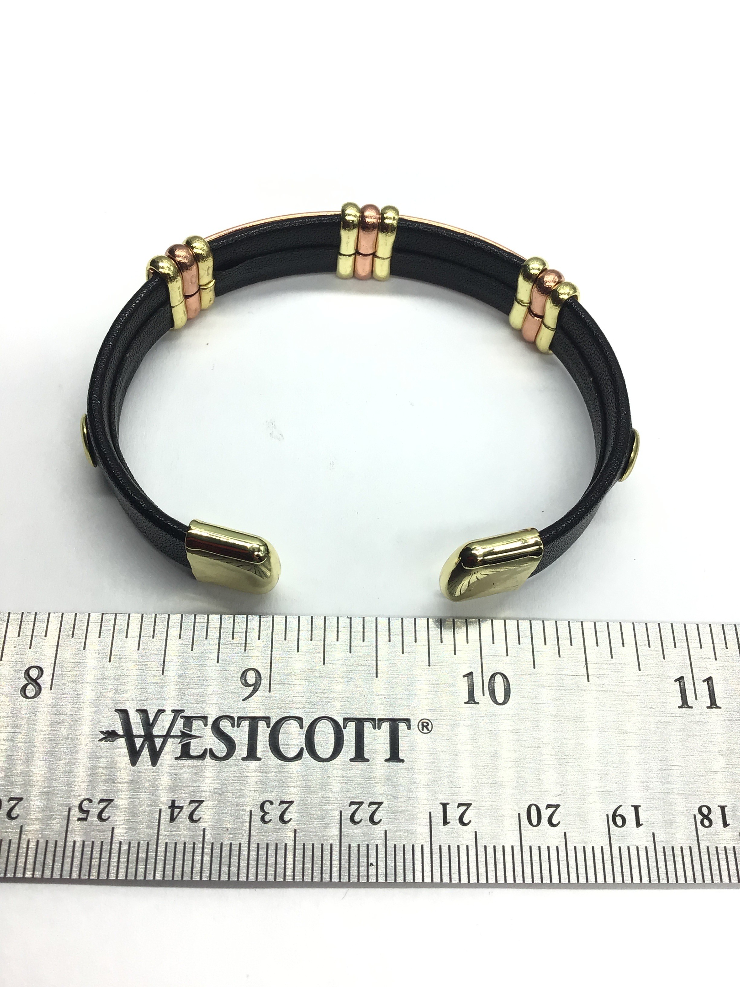 Copper/leather cuff bracelet