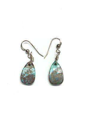 Zuni handmade earrings. Sterling silver earrings with turquoise slabs. 2.35 grams total weight. 