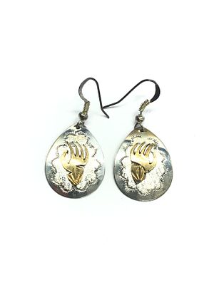 Navajo handmade earrings. Sterling silver earrings with 1/20th 12k gold fill overlay. 3.2 grams 