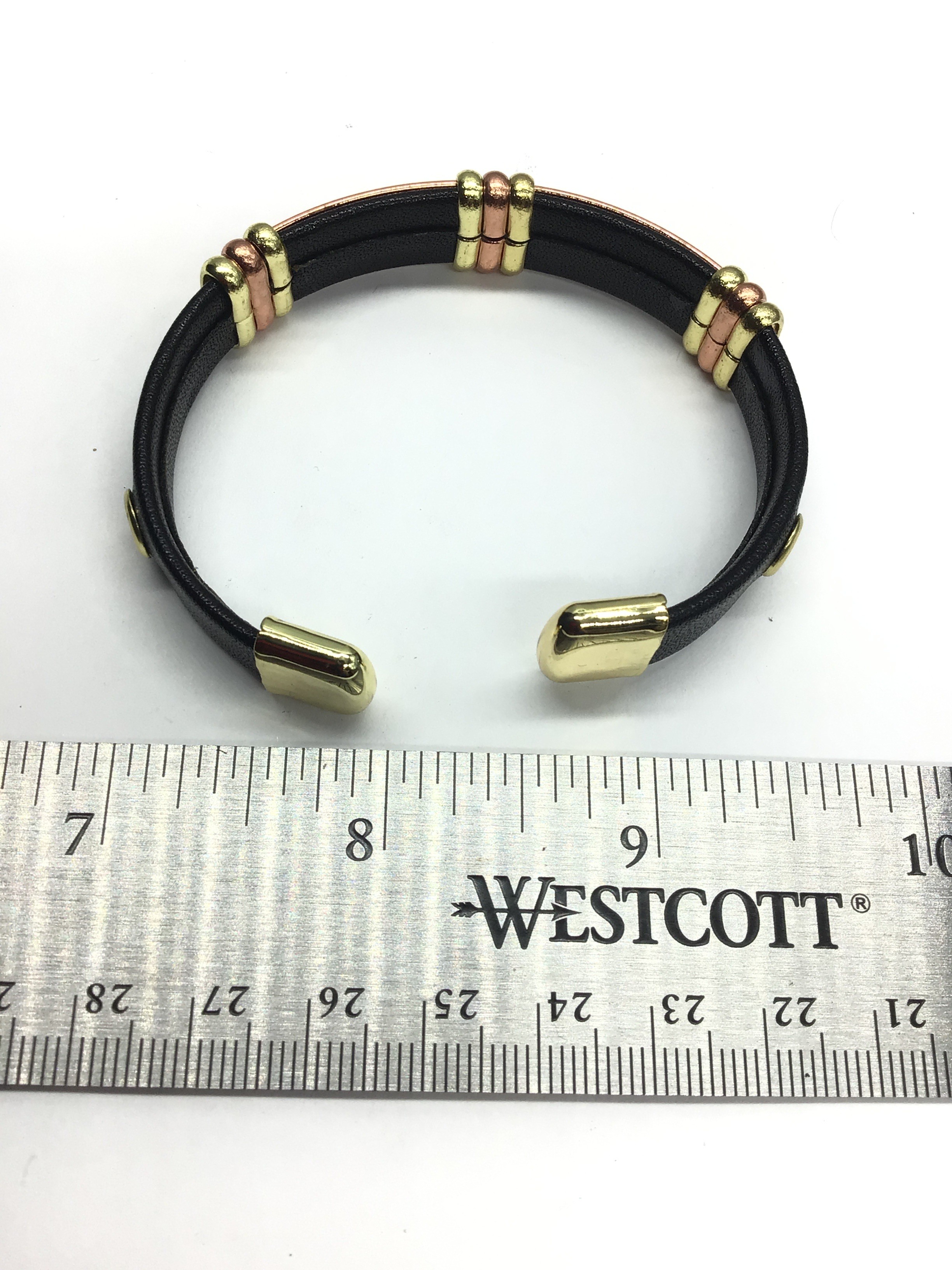 Leather/copper cuff bracelet