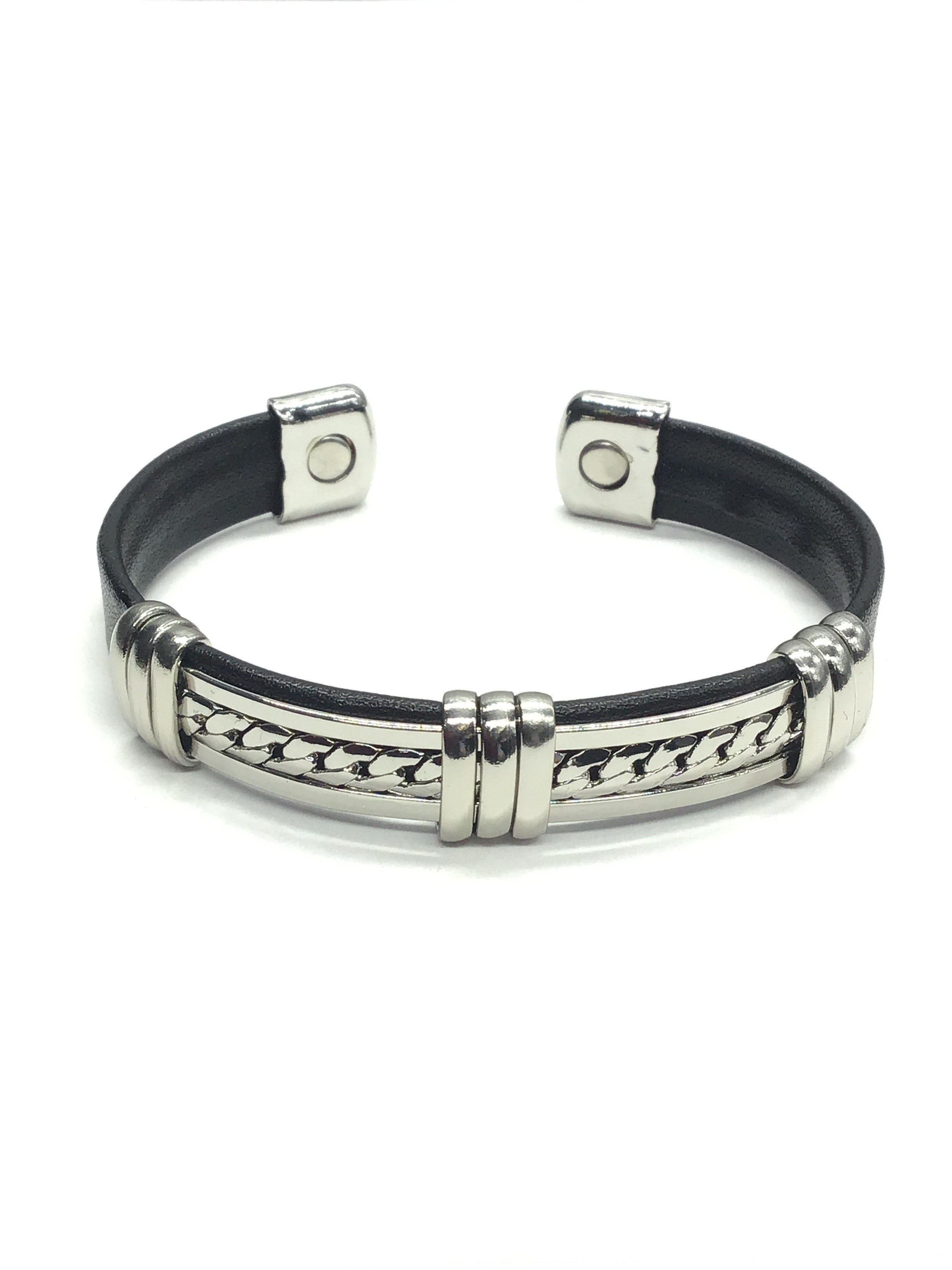 Leather/steel cuff