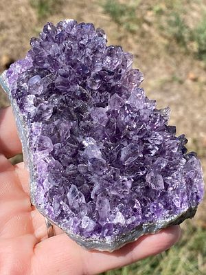 Amethyst, Rock, Crystal, Collectible, Mineral, Specimen. Amethyst Crystal Cluster with Snowball 