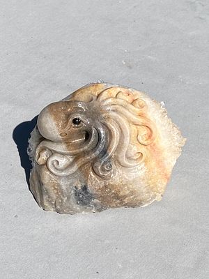Octopus, Carving, Rock, Crystal, Calcite, Collectible, Decor. Octopus Carving in Calcite with 