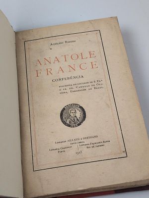 Aquilino Ribeiro; Anatole France. RIBEIRO (Aquilino) ANATOLE France: Confer&ecirc;ncia . Precedida do 