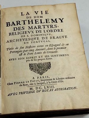 vie barthelemy. [SOUSA (Fr. Lu&iacute;s de)] LA VIE de Dom Barthelemy des Martyrs, Religieux de l’Ordre 