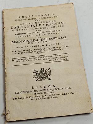 advertencias. TAVARES (Francisco) ADVERTENCIAS sobre os Abusos, e Legitimo Uso das Aguas 